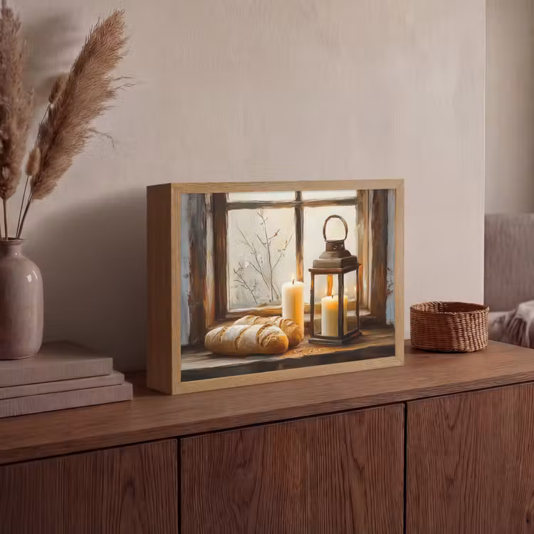 Lightbox - Wandlamp - Stilleven - Rustiek - Kaarsen - Broden - Raam — 4