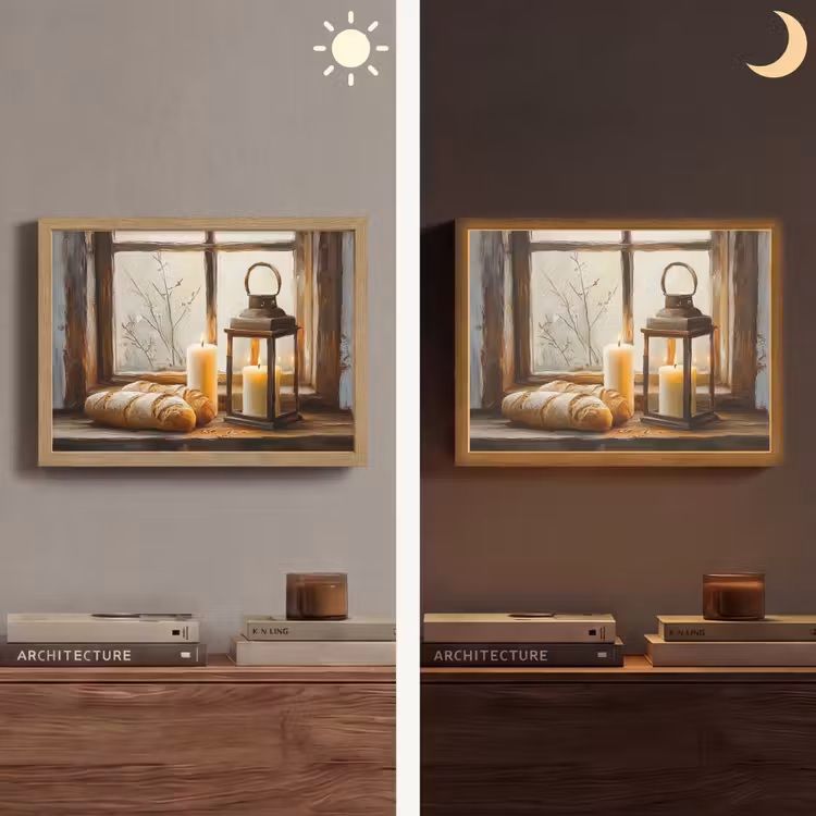Lightbox - Wandlamp - Stilleven - Rustiek - Kaarsen - Broden - Raam — 6