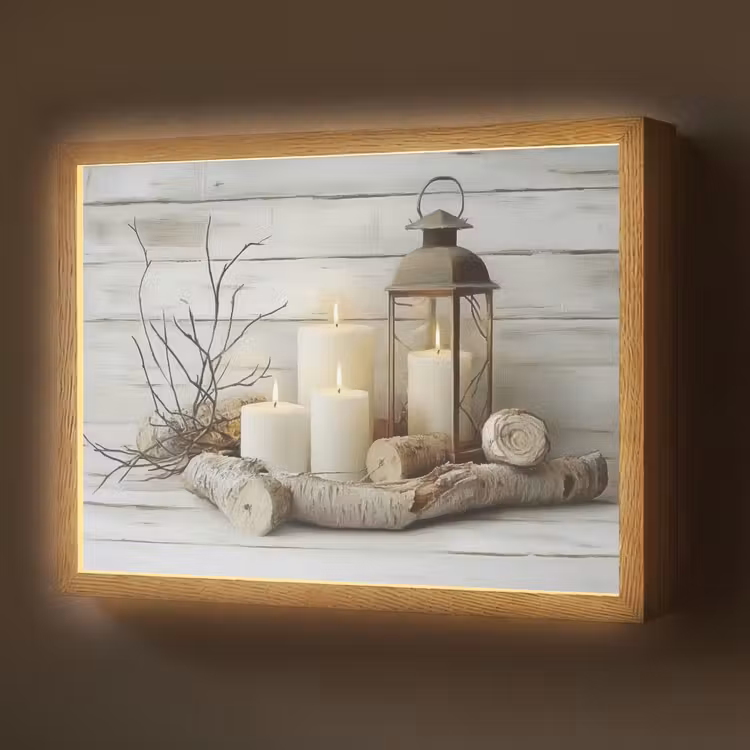Lightbox - Wandlamp - Stilleven - Wit - Kaarsen - Rustiek - Natuur — 1