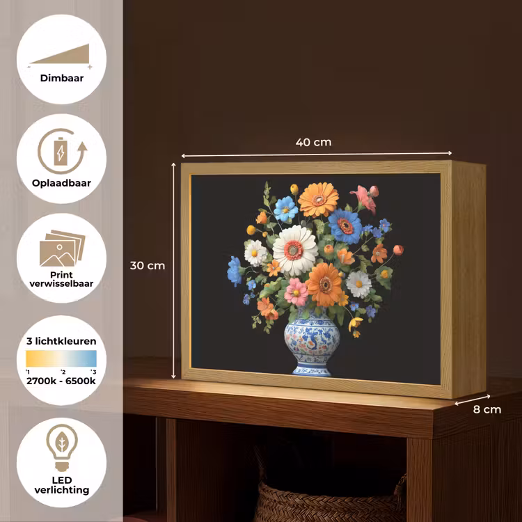Lightbox - Wandlamp - Vaas - Boeket - Bloemen - Kleur — 10