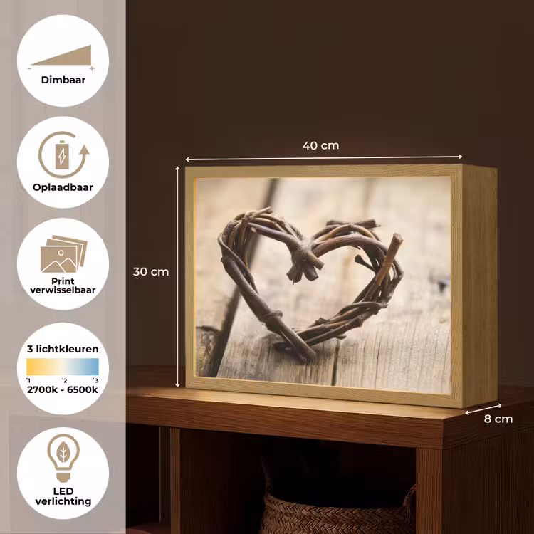 Lightbox - Wandlamp - Hart - Hout - Natuur - Takken - Bruin — 10