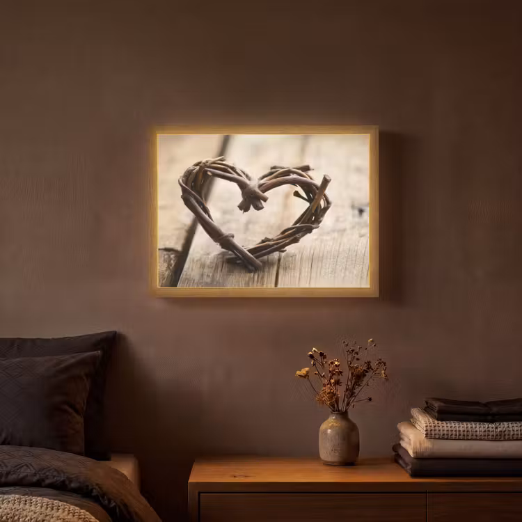 Lightbox - Wandlamp - Hart - Hout - Natuur - Takken - Bruin — 3