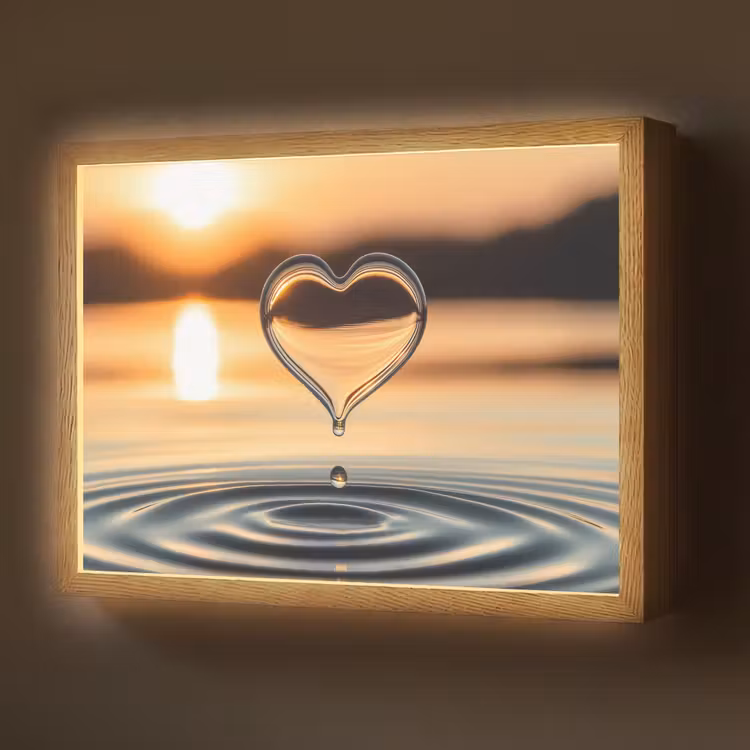 Lightbox - Wandlamp - Hart - Water - Zonsondergang - Natuur - Zen — 1
