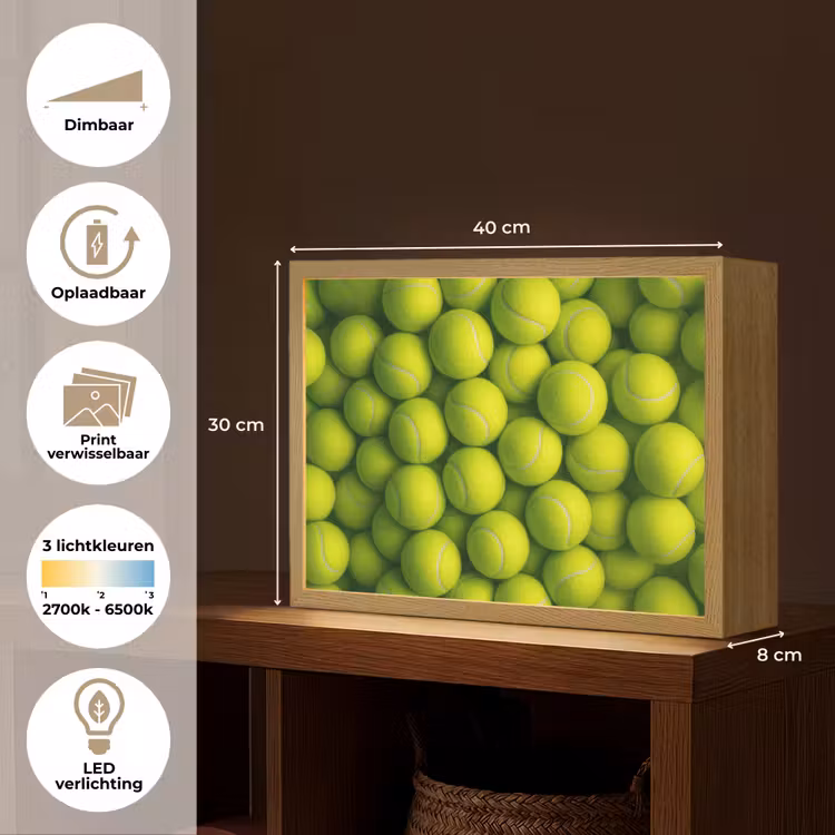 Lightbox - Wandlamp - Tennisballen - Bal - Geel — 10