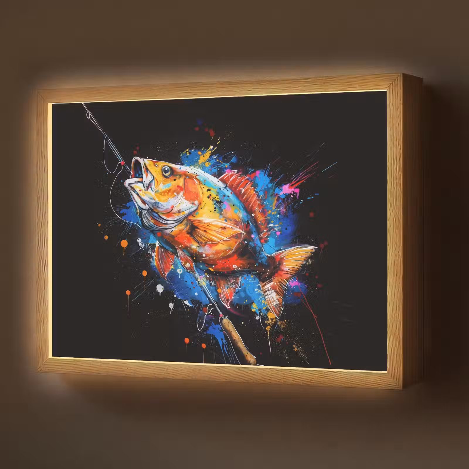 Lightbox - Wandlamp - Graffiti - Sport - Vissen - Vis - Hengel — 1