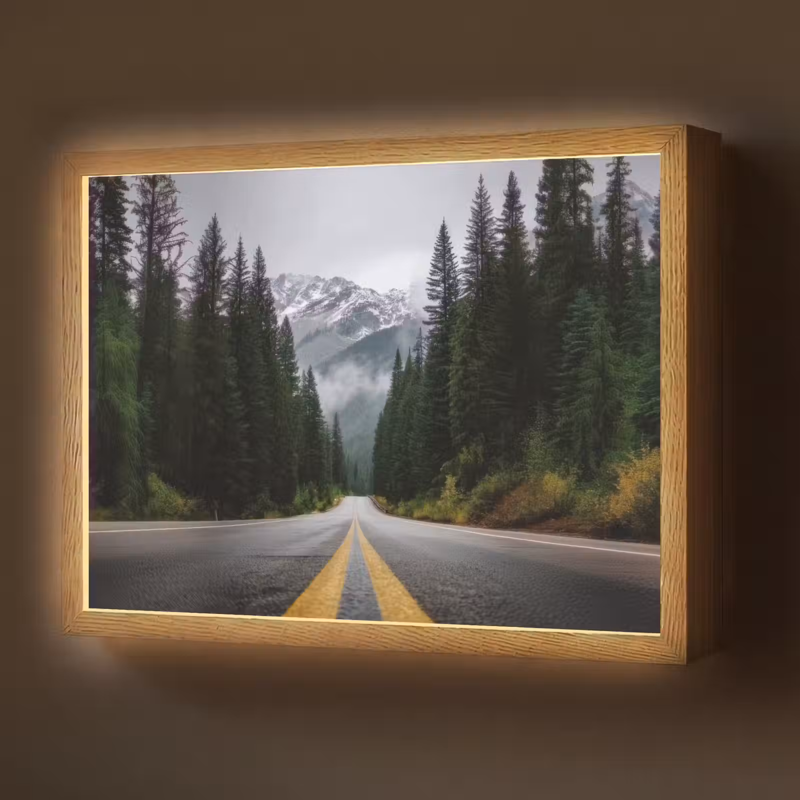 Lightbox - Wandlamp - Sparrenbos - Weg - Bergen - Sneeuw — 1