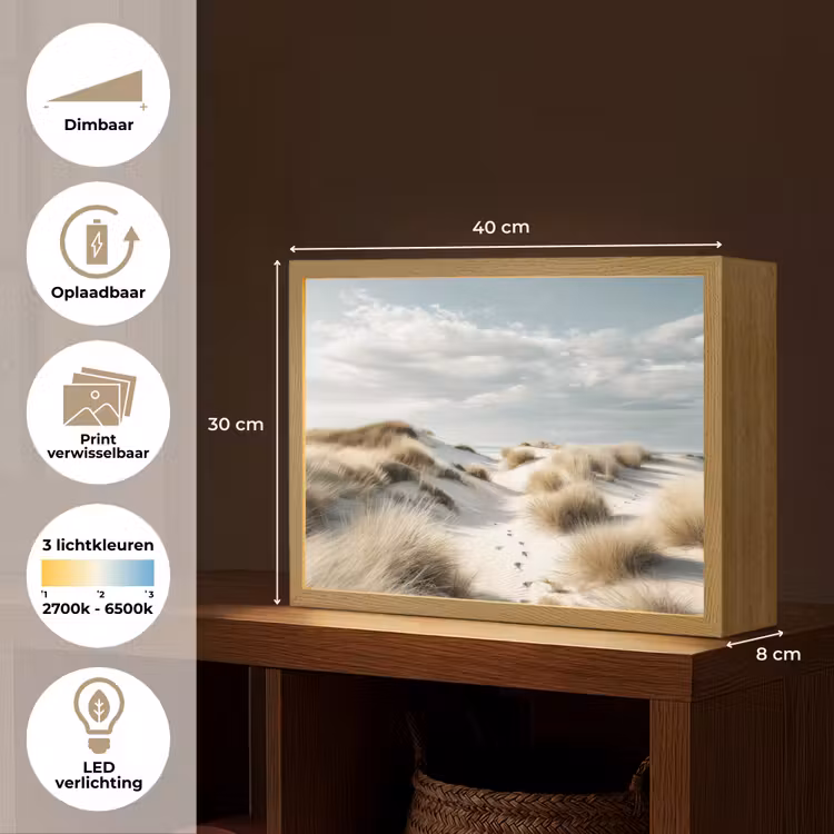 Lightbox - Wandlamp - Duinen - Gras - Sporen - Wolken — 10
