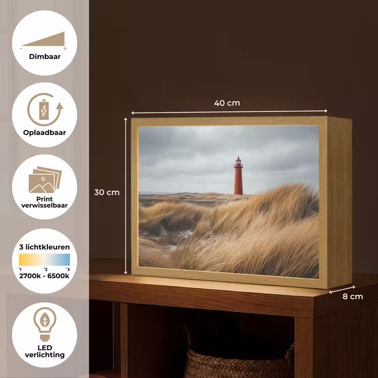Lightbox - Wandlamp - Duinen - Vuurtoren - Rood - Lucht — 10