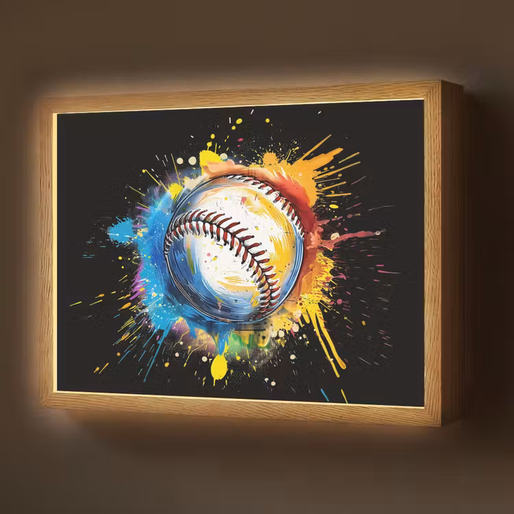 Lightbox - Wandlamp - Graffiti - Sport - Baseball - Honkbal — 1