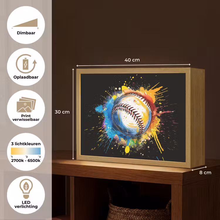 Lightbox - Wandlamp - Graffiti - Sport - Baseball - Honkbal — 10