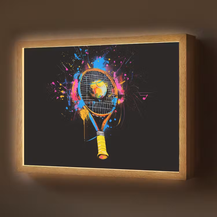 Lightbox - Wandlamp - Graffiti - Sport - Tennis - Raket - Bal — 1