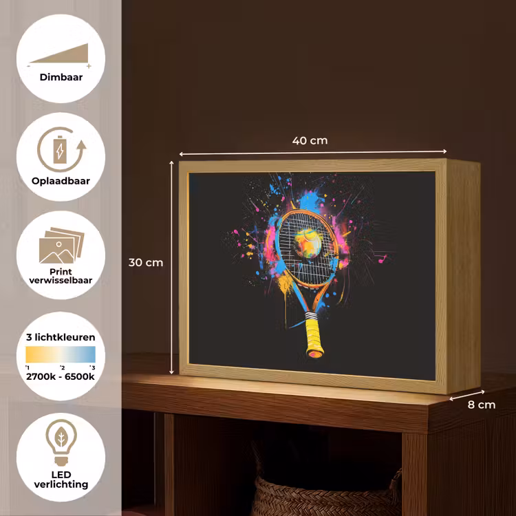 Lightbox - Wandlamp - Graffiti - Sport - Tennis - Raket - Bal — 10