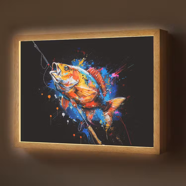 Lightbox - Wandlamp - Graffiti - Sport - Vissen - Vis - Hengel — 1