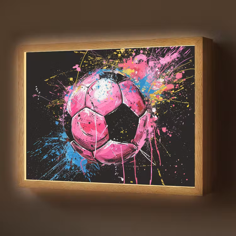 Lightbox - Wandlamp - Graffiti - Sport - Voetbal - Bal - Roze — 1
