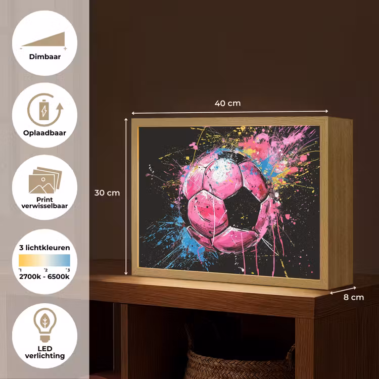 Lightbox - Wandlamp - Graffiti - Sport - Voetbal - Bal - Roze — 10
