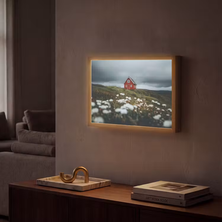 Lightbox - Wandlamp - Heuvel - Huisje - Bloemen - Wit — 2