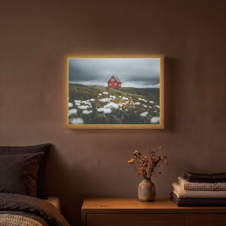 Lightbox - Wandlamp - Heuvel - Huisje - Bloemen - Wit — 3