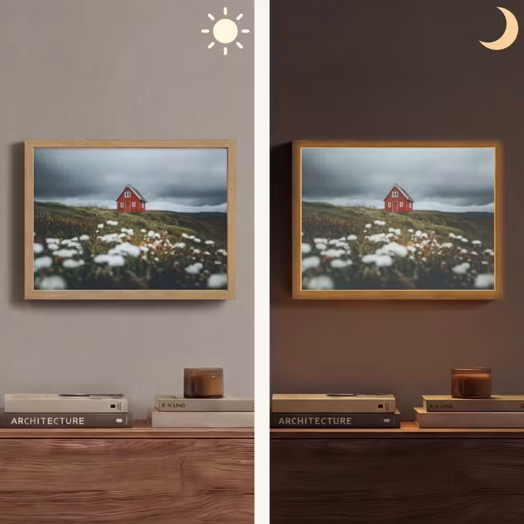 Lightbox - Wandlamp - Heuvel - Huisje - Bloemen - Wit — 6