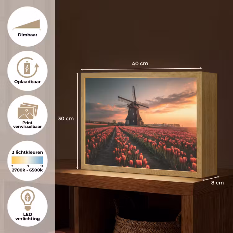 Lightbox - Wandlamp - Molen - Zonsondergang - Tulpen - Rood — 10
