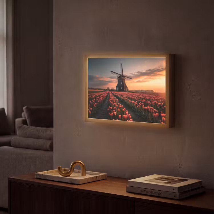 Lightbox - Wandlamp - Molen - Zonsondergang - Tulpen - Rood — 2