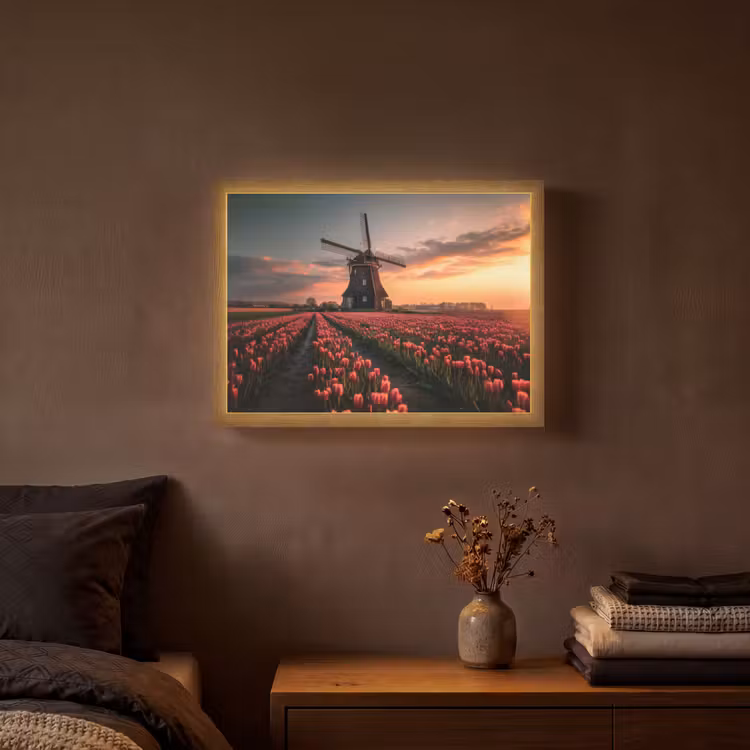 Lightbox - Wandlamp - Molen - Zonsondergang - Tulpen - Rood — 3