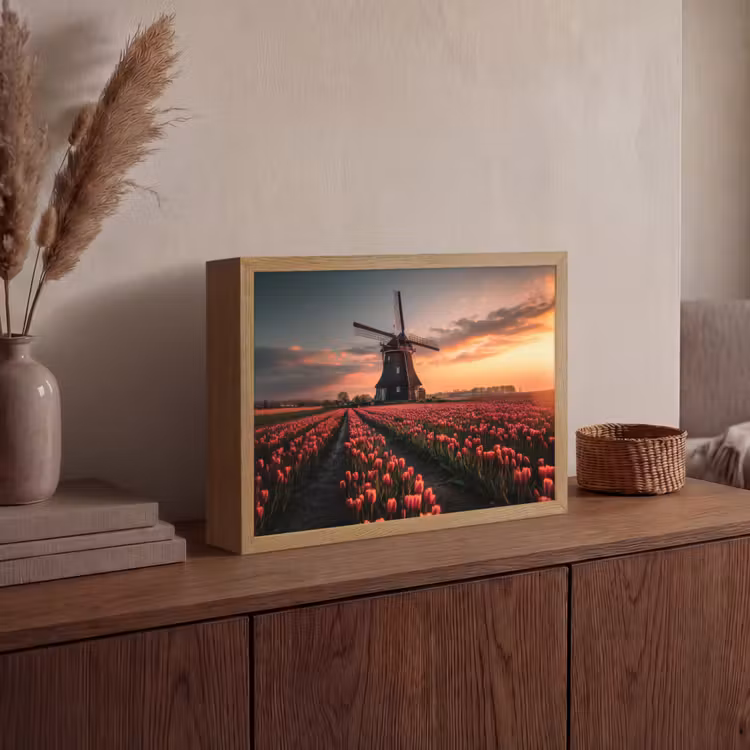 Lightbox - Wandlamp - Molen - Zonsondergang - Tulpen - Rood — 4