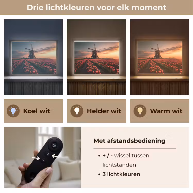 Lightbox - Wandlamp - Molen - Zonsondergang - Tulpen - Rood — 8