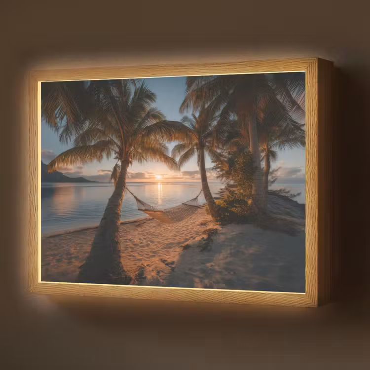 Lightbox - Wandlamp - Palmbomen - Hangmat - Strand - Zonsondergang — 1