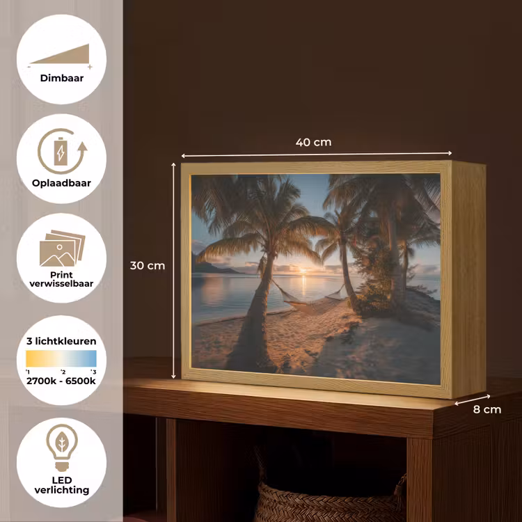Lightbox - Wandlamp - Palmbomen - Hangmat - Strand - Zonsondergang — 10