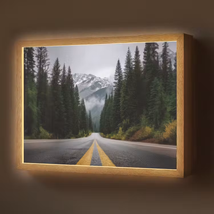 Lightbox - Wandlamp - Sparrenbos - Weg - Bergen - Sneeuw — 1