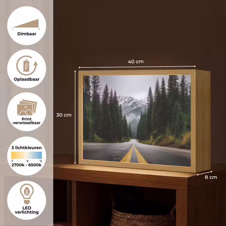 Lightbox - Wandlamp - Sparrenbos - Weg - Bergen - Sneeuw — 10
