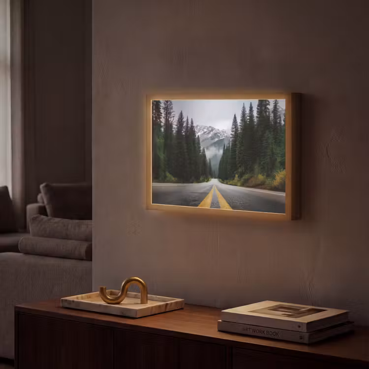 Lightbox - Wandlamp - Sparrenbos - Weg - Bergen - Sneeuw — 2