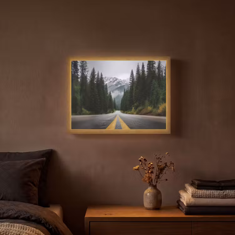 Lightbox - Wandlamp - Sparrenbos - Weg - Bergen - Sneeuw — 3