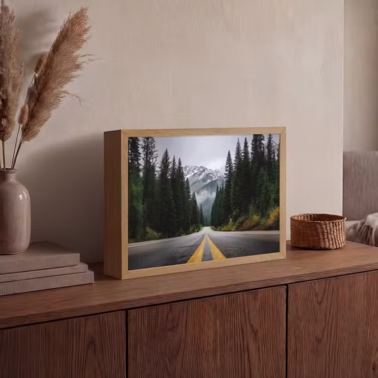 Lightbox - Wandlamp - Sparrenbos - Weg - Bergen - Sneeuw — 4