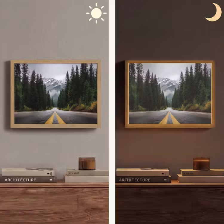 Lightbox - Wandlamp - Sparrenbos - Weg - Bergen - Sneeuw — 6