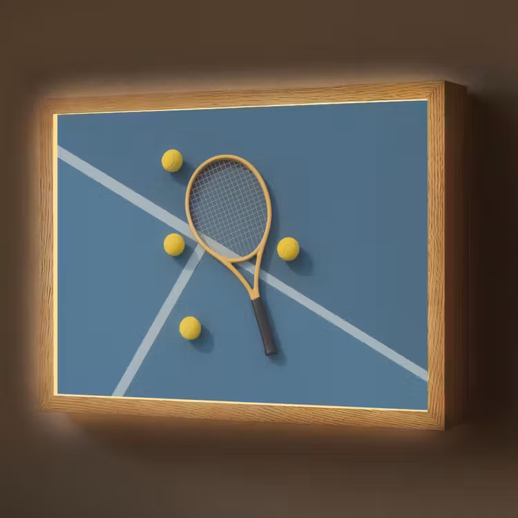 Lightbox - Wandlamp - Tennisracket - Bal - Blauw - Veld — 1