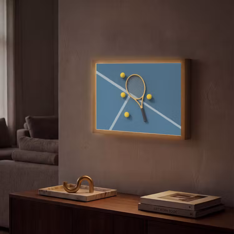 Lightbox - Wandlamp - Tennisracket - Bal - Blauw - Veld — 2
