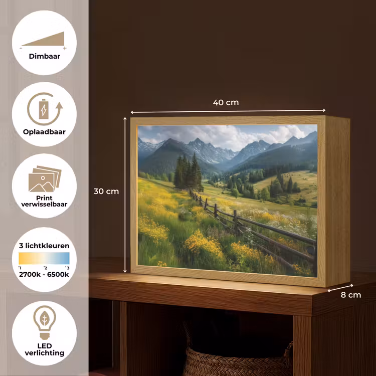Lightbox - Wandlamp - Veld - Hek - Bergen - Bloemen — 10