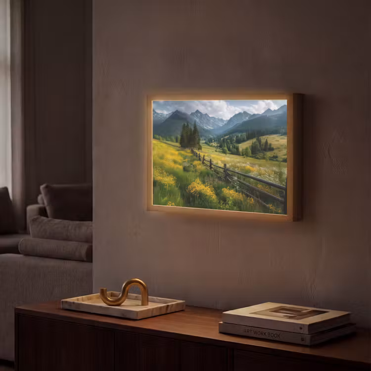 Lightbox - Wandlamp - Veld - Hek - Bergen - Bloemen — 2