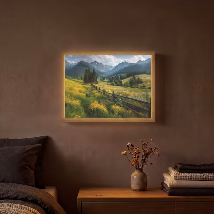Lightbox - Wandlamp - Veld - Hek - Bergen - Bloemen — 3