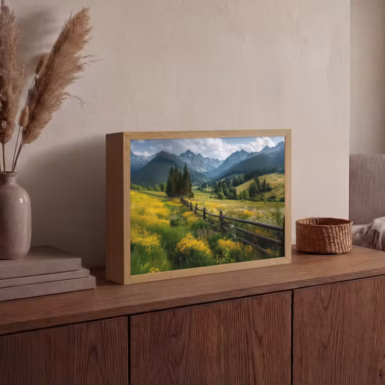 Lightbox - Wandlamp - Veld - Hek - Bergen - Bloemen — 4