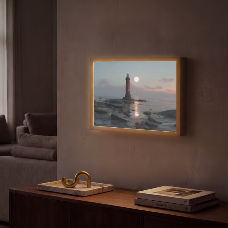 Lightbox - Wandlamp - Vuurtoren - Stenen - Water - Maan — 2