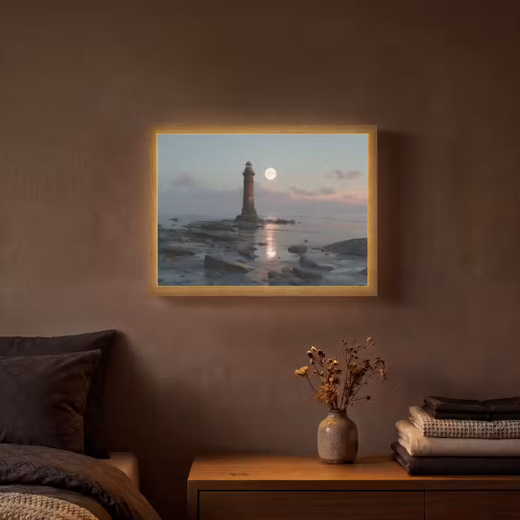 Lightbox - Wandlamp - Vuurtoren - Stenen - Water - Maan — 3