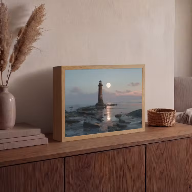 Lightbox - Wandlamp - Vuurtoren - Stenen - Water - Maan — 4