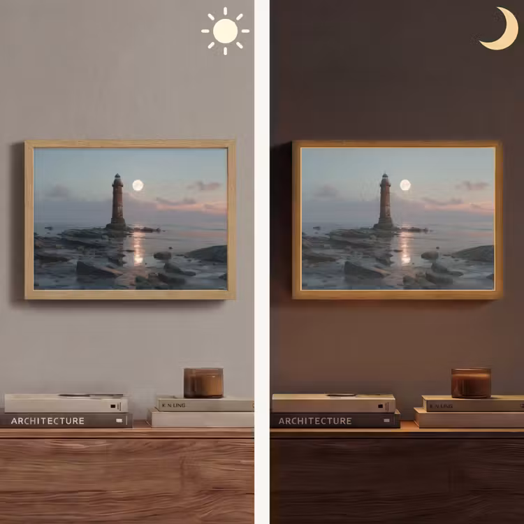Lightbox - Wandlamp - Vuurtoren - Stenen - Water - Maan — 6