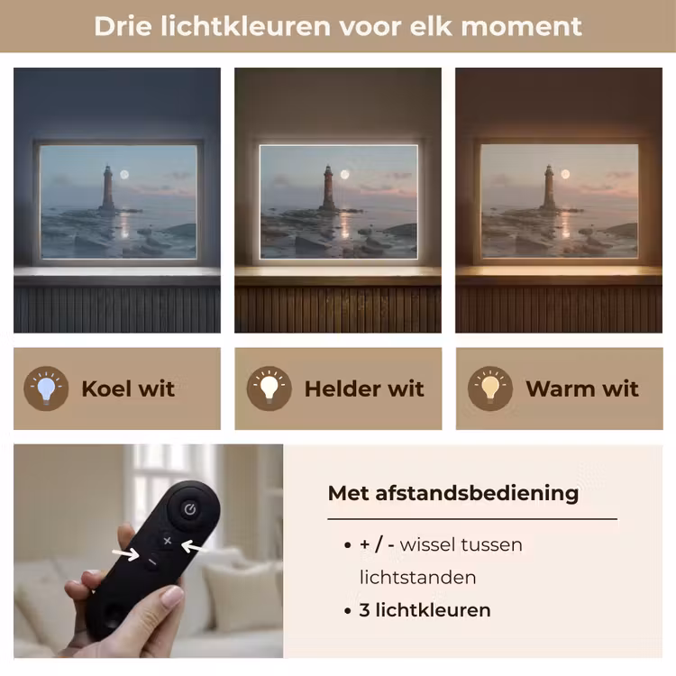 Lightbox - Wandlamp - Vuurtoren - Stenen - Water - Maan — 8