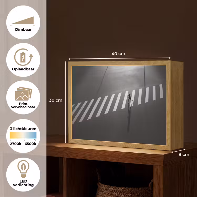Lightbox - Wandlamp - Zeebrapad - Hardloper - Zwart - Wit — 10