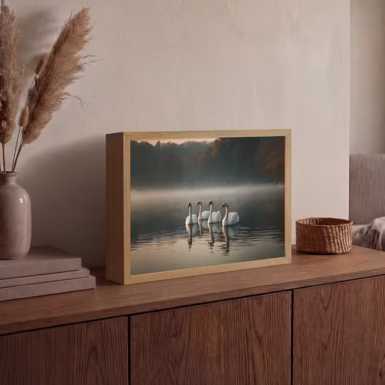 Lightbox - Wandlamp - Zwanen - Wit - Water - Mist — 4
