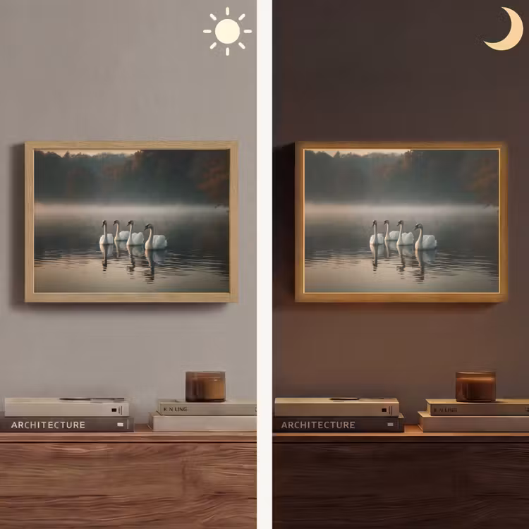 Lightbox - Wandlamp - Zwanen - Wit - Water - Mist — 6