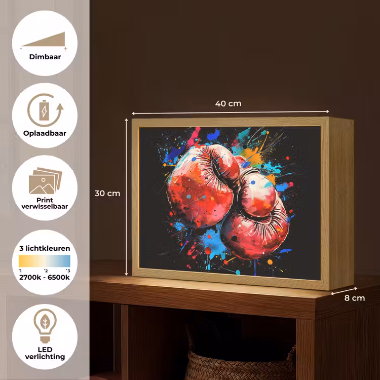 Lightbox - Wandlamp - Graffiti - Sport - Boksen - Bokshandschoenen — 10